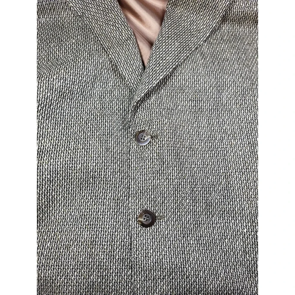 VTG Gio Brassero Silk/Wool Cream/Olive/Black 2 Button Woven Blazer Size 44R‎